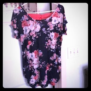 Blue floral maternity blouse